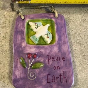 Purple Peace on Earth Hanging Plaque